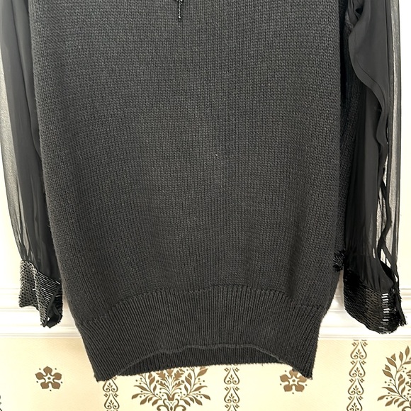 Vintage Bonnie Boerer S 80’s Black Appliqué 3D Sequins Bugle Beaded Sweater - Picture 11 of 16